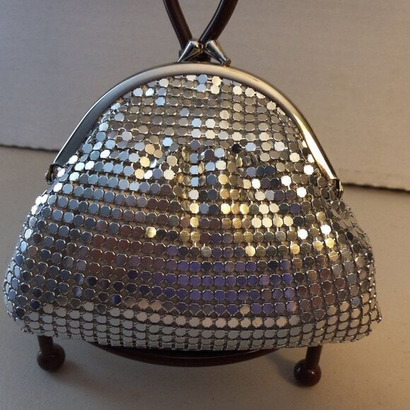 Silver Mesh Coin Purse Style Mini bag Cottagecore Granny Chic Special Event  - Picture 1 of 5